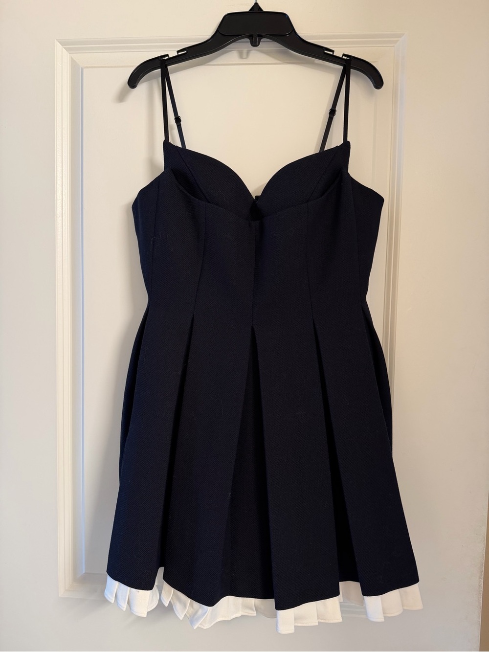 NWT SHUSHU/TONG Navy Pleated A-Line Dress with White Hem